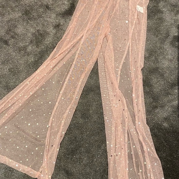 NastyGal Vacation Stars Pink Wide Leg High Waist Slit CoverUp Pants Taylor Swift - Picture 7 of 10